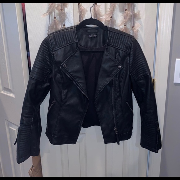 Topshop Black Leather Jacket - Picture 3 of 4